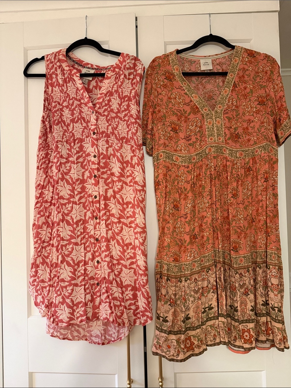 Pair of Coral Floral Dresses